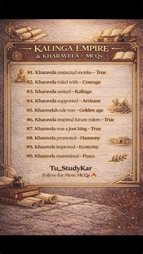 Kharavela & Kalinga Empire | MCQs 51–100 💯 | Class 10 History | Board Special