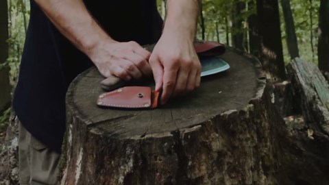 BPS Knives Bushcraft Axe with Leather Sheath - Full Tang Camping Axe - Survival Carbon Steel Hatchet - Small Wood Carving Axe - Camping Axe for Chopping Wood and Gardening