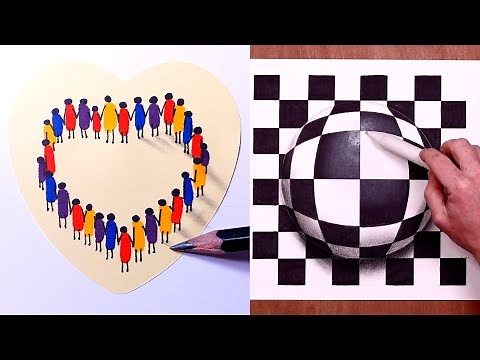 How to Draw - Easy 3D Heart Illusions & Trick Art