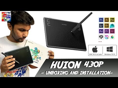 Huion 430P Digital Drawing Tablet unboxing and installation step by step