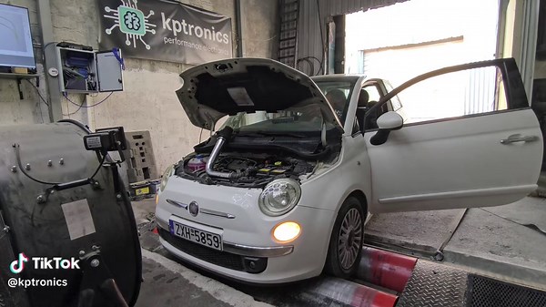 fiat 500 1.4L cold air intake pipercross air filter Dyno run #fyp #fiat #500