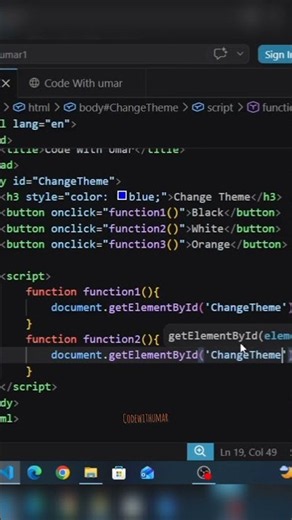 How to Change Website Background Theme with JavaScript | Dark/Light Mode #Shorts