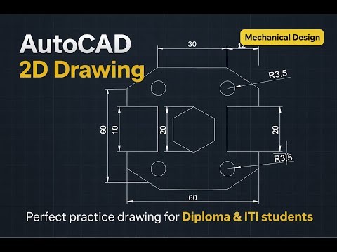 AutoCAD 2D Mechanical Plate Drawing with Dimensions | Step by Step Design