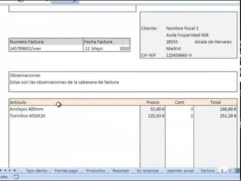 facturas con archivo plantilla excel descarga gratis