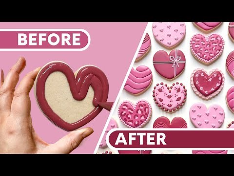 How to Decorate 7 Heart Cookies ~ Valentine's Day Cookie Decorating