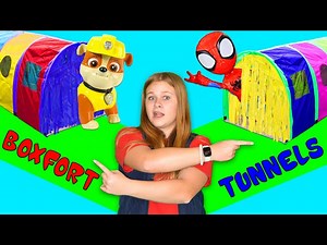 Assistant Helps Paw Patrol and Spidey friends in the Box Fort Tunnels - Videos For Kids