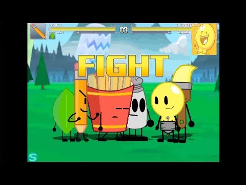 Pencil, Leafy, Fries & Firey vs. Old Lightbulb, Paintbrush, Salt & Pepper - BFDI & II | M.U.G.E.N