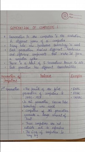 Generations of computers : its features and examples