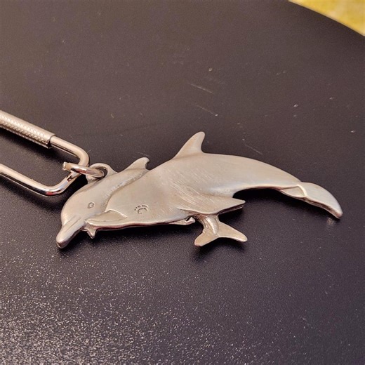Swimming Dolphin Duo Keychain Signed LC - Etsy