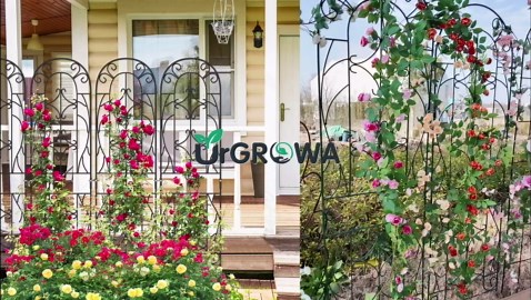 4 Pack Metal Garden Trellis for Climbing Plants, Black Metal Garden Trellis for Vines Plant Rose Vegetable Support,Large Decorative Outdoor Trellis