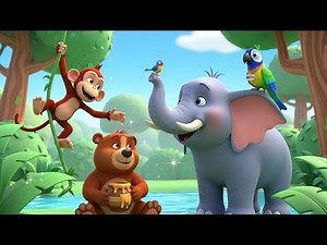Funny Monkey Cartoon Story | Jungle Animals Friendship | Monkey Bear Elephant Cartoon |