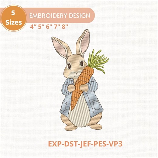 Easter Bunny Peter Rabbit Sketch Fill, Light Fill, Quick Stitch Machine Embroidery Design Download File, 5 Sizes, Dst Jef Pes Exp Vp3 - Etsy