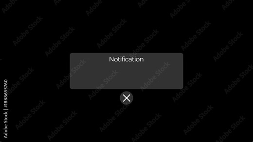 notification box animation with close cross button and content area for user interface ui ux design.