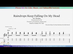 Raindrops Keep Falling On My Head (arr for Acoustic Guitar with Tab)