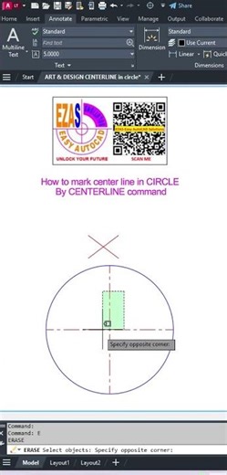 How to mark CENTER LINE line between two lines using AutoCAD CENTERLINE Command | EZAS