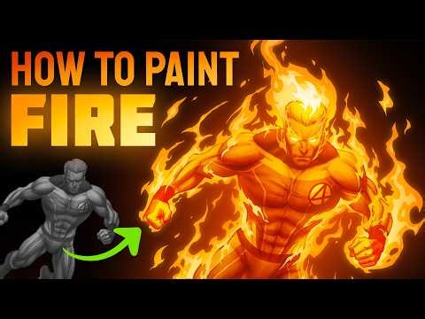 How To Draw FIRE ft. The Human Torch from THE FANTSTIC FOUR | Beginner Digital Art Tutorial