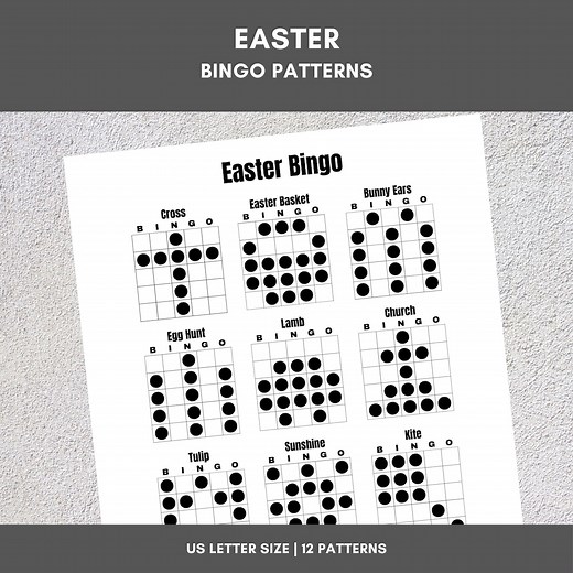 Printable Bingo Patterns | Easter Bingo | 12 Fun Patterns | Party, Event, Classroom, Fundraiser, Family, Tournament, Game Board - Etsy