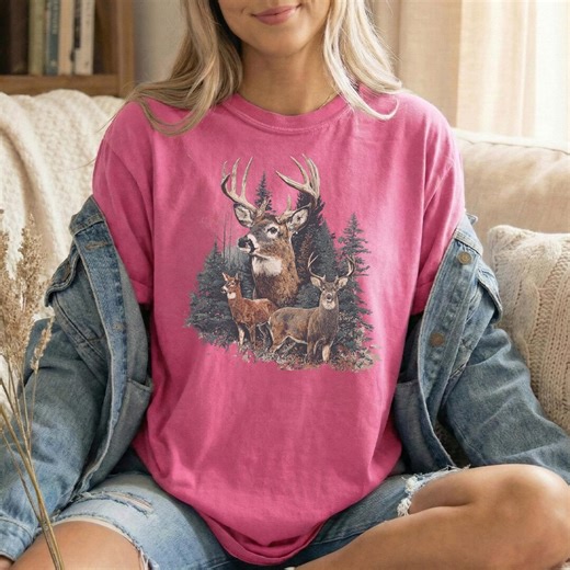 Vintage Deer Tshirt – Cottagecore Clothing Hunting Season Tee | Woodland Comfort Colors Vintage Shirt for Outdoor Lovers - Etsy