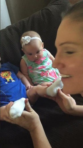 Babies Getting Kisses on their Feet (5 months Old)