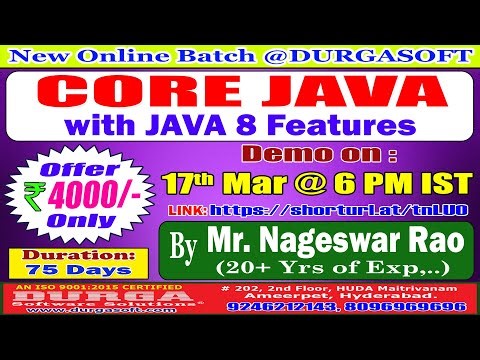 CORE JAVA with JAVA 8 Features Online Training @ DURGASOFT