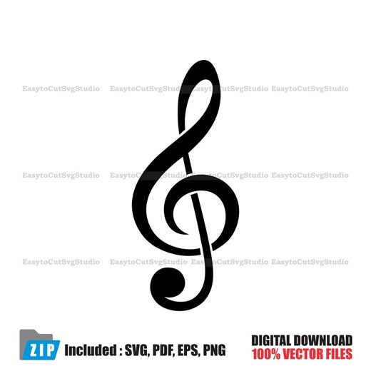 Treble Clef SVG: Music Note Design (digital Download) - Etsy