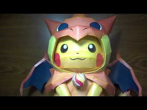 Pikachu ( Mega Charizard Y Costume) | Pokémon papercraft