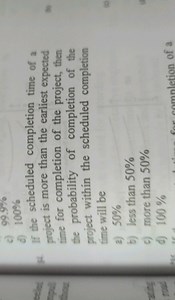 If the scheduled completion time of a project is more than the ... | Filo