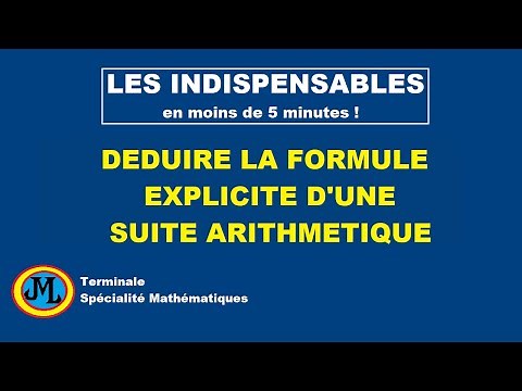 Déduire la formule explicite d'une suite arithmétique en 5 minutes. Terminale spécialité maths.