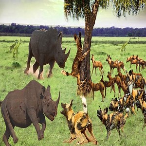 8.5K views · 39 reactions | Rhino Scariest Self Defense Skill Against Wild Dog - Hyena Pays Dearly For Steal Prey From Wild Dog | Daily Leopard | Facebook