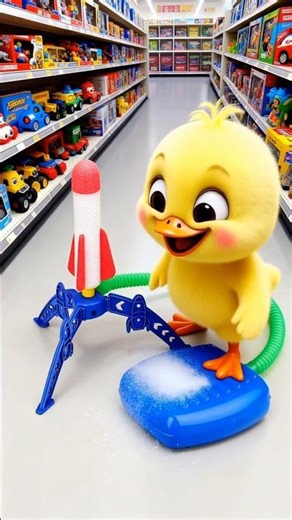 The Duck's Surprise Gift! Boy Stomps Rocket Toy in Living Room, Shooting Straight to Ceiling 🦆