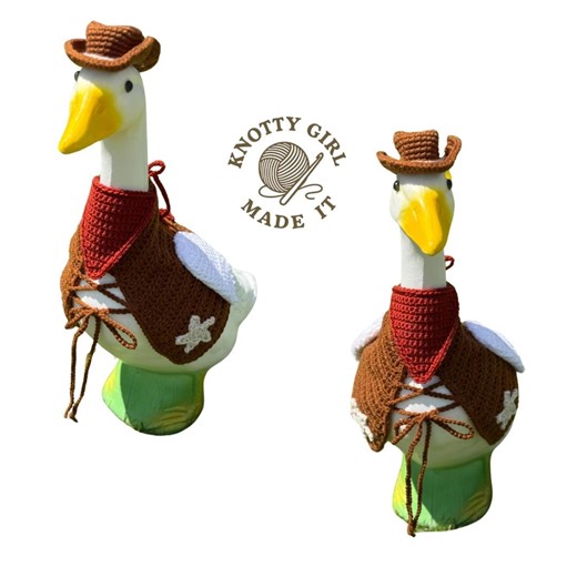 Cowboy Porch Goose Crochet Pattern - Funny Outdoor Goose Outfit PDF - DIY Summer Costume for Lawn Goose - Etsy