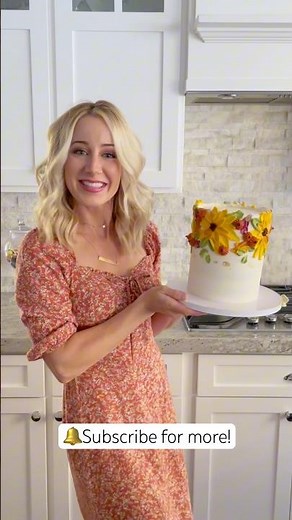 Fall Floral Palette Knife Cake 🍁💐 #cakedecorating #caketutorial #buttercream #fallbaking #holiday