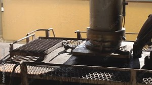 Loading stands racks for filling rail tank cars. Device for pressurized top loading of oil and oil products into railway tanks with removal of vapors from the loading zone. Stock-Video