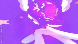 Looped cartoon unicorn warp tunnel animation.