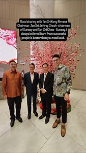Good sharing with Tan Sri Kong Nirvana Chairman ,Tan Sri Jeffrey Cheah -chairman of Sunway and Tan Sri Chew - Sunway. I always believed learn from successful people is better than you read book. Agree? | Dato Howard Chew