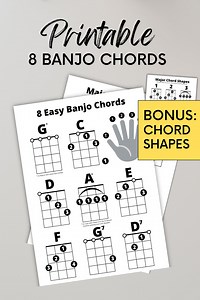 Easy Banjo Chords Chart for Beginners (printable Download) - Etsy