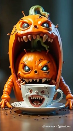 🎃 Scary Pumpkin Monster vs Evil Cup | Creepy Halloween Animation