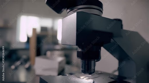 Modern laboratory microscope stands ready for scientific research, analysis, and discovery, advancing medical biotechnology with precision and innovation