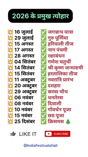 2026 Festival Dates 🇮🇳 | Upcoming Hindu Festivals 2026 | Festival List #gk #festival2026 #facts
