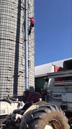 Climbing 70' Silo #dairy farming #Corn harvest