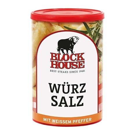 Block House Würzsalz, Gewürzmischung für Gemüse, Pommes und Fisch in Restaurantqualität, 500g Dose mit Streuaufsatz