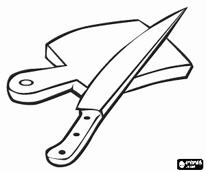 Utensils to cut in the kitchen coloring page printable game