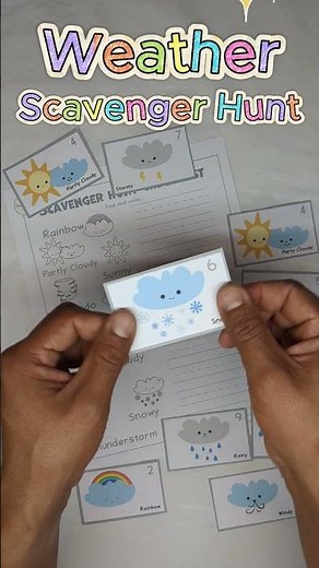 Weather Flashcards & Scavenger Hunt | Interactive Weather Vocabulary Activity for Kids