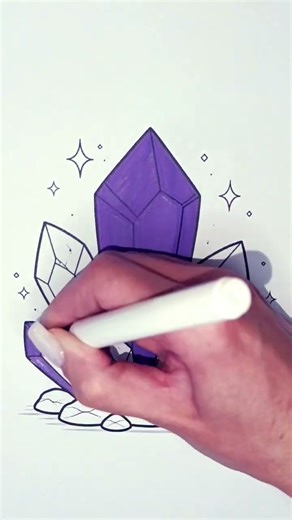 Coloring crystals in calming cool tones ✨ #coloring #crystals #satisfying #relaxing #artprocess #art