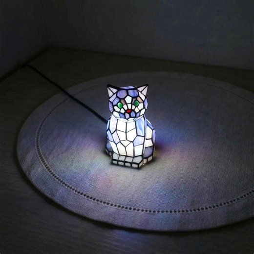 Cat Stained Glass Desk Lamp, Handmade Animal Tiffany Night Light, Cute Bedroom & Dorm Decor, Cat Lover Desk Lamp, Creative Home Decor Gifts - Etsy
