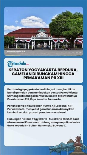 Keraton Yogyakarta Hentikan Pentas Gamelan Wisata hingga Pemakaman PB XIII