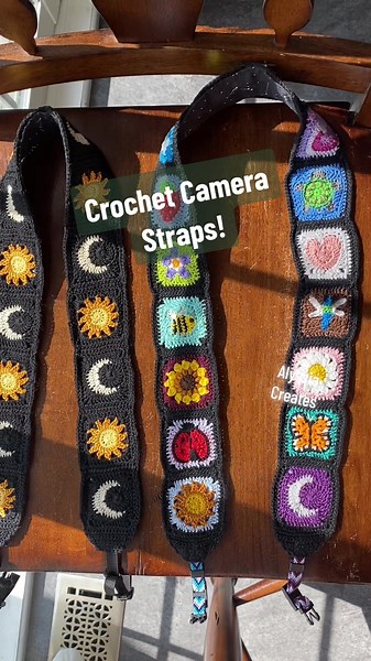 Crochet camera straps! 📸 One of my new favourite things to make🥰 Can’t wait to play around with some different colours and granny squares for these! #crochetersoftiktok#crochet#crocheting#crochetcamerastrap#camerastrap#cameraaccessories#cameragear#photography#photographersoftiktok#canonphotography#sunmoon#sunandmoon#fiberart#fyp#foryou#embroideryfloss#minigrannysquares#grannysquares#photographer#star#timelapse#flowers#naturephotography#crafttok#handmade#sewing