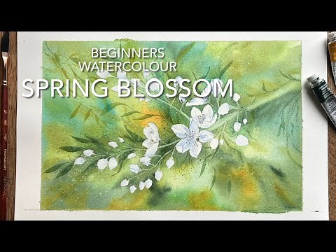 Beginners WATERCOLOR SPRING FLOWER PAINTING Loose Watercolour Flower Techniques Tutorial Landscape