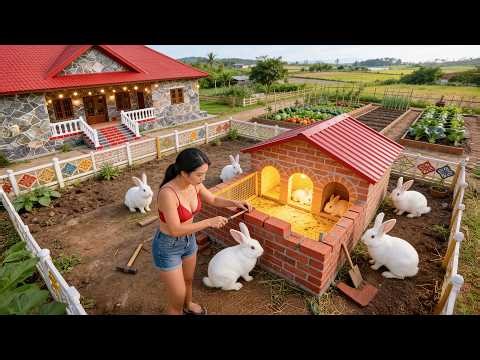 TIMELAPSE -- Building a Beautiful Red Brick Bunny House in 24 Hours | DIY Dream Farm