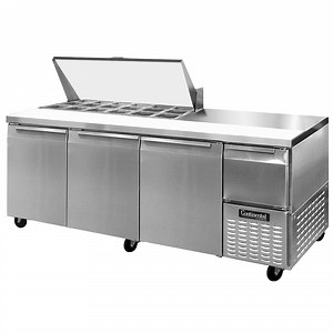 Continental Refrigerator RA93N-18M 93" 3 Door 1 Half Door Mighty Top Refrigerated Sandwich Prep Table - 32 cu. ft.